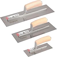 Goldblatt 3 Pieces Drywall Trowel, Carbon Steel Finishing Masonry Trowel Set Includes 14'' x 4'', 12'' x 4'', 8'' x 3'', Ligh