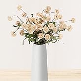 Beige Pompon Mums Artificial Flowers, 8pcs Stems Faux Silk Mini Chrysanth, Bulk Fake Wedding Filler Flowers Flower Ball for DIY Bouquet Centerpieces Floral Arrangements Shower Decorations