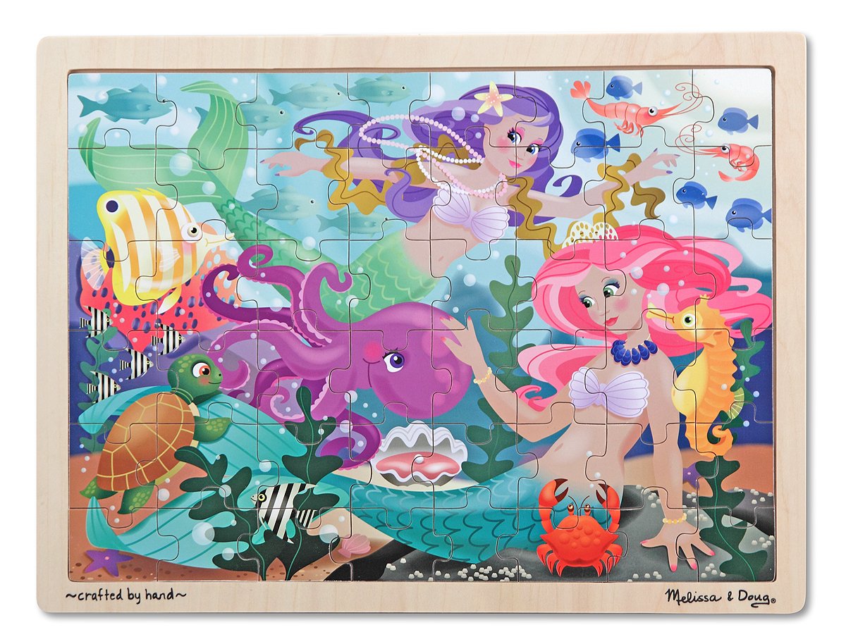 Melissa & Doug Mermaid Fantasea Wooden Jigsaw Puzzle With Storage Tray (48 pcs)