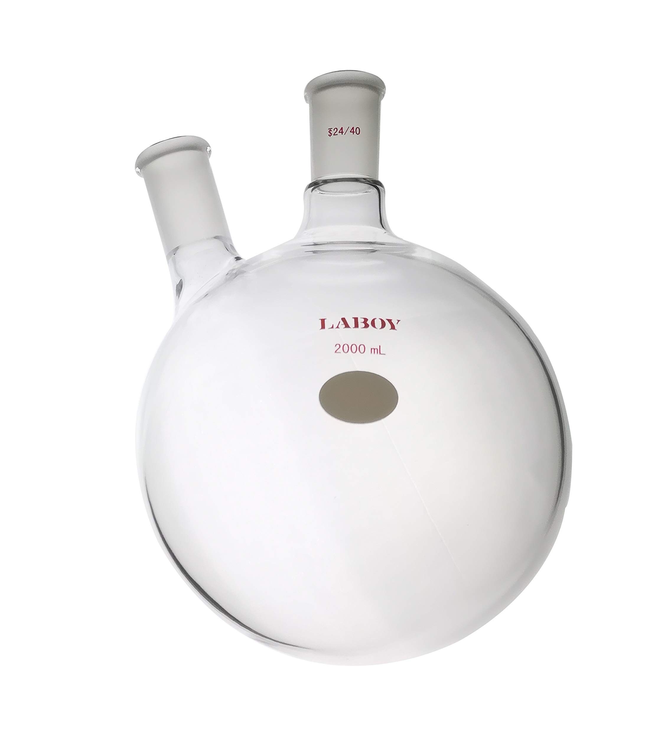 Laboy Glass 2000Ml Two-Neck Round Bottom Boiling Flask With 24/40 Center & Side Joint