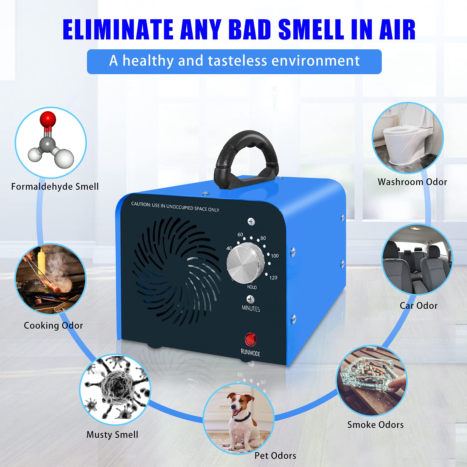Maleb Ozone Generator 80,000mg/h - Ozone Machine Odor Removal Odor Eliminator Ionizer Deodorizer Ozonator Ozone Generator Air Purifier for Home/Car/Smoke/Pet Odor