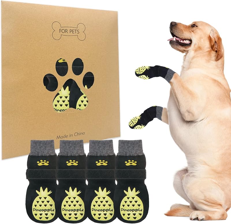 BEAUTYZOO Non-slip Dog Socks 2 Pairs for Hardwood Floors Size Large