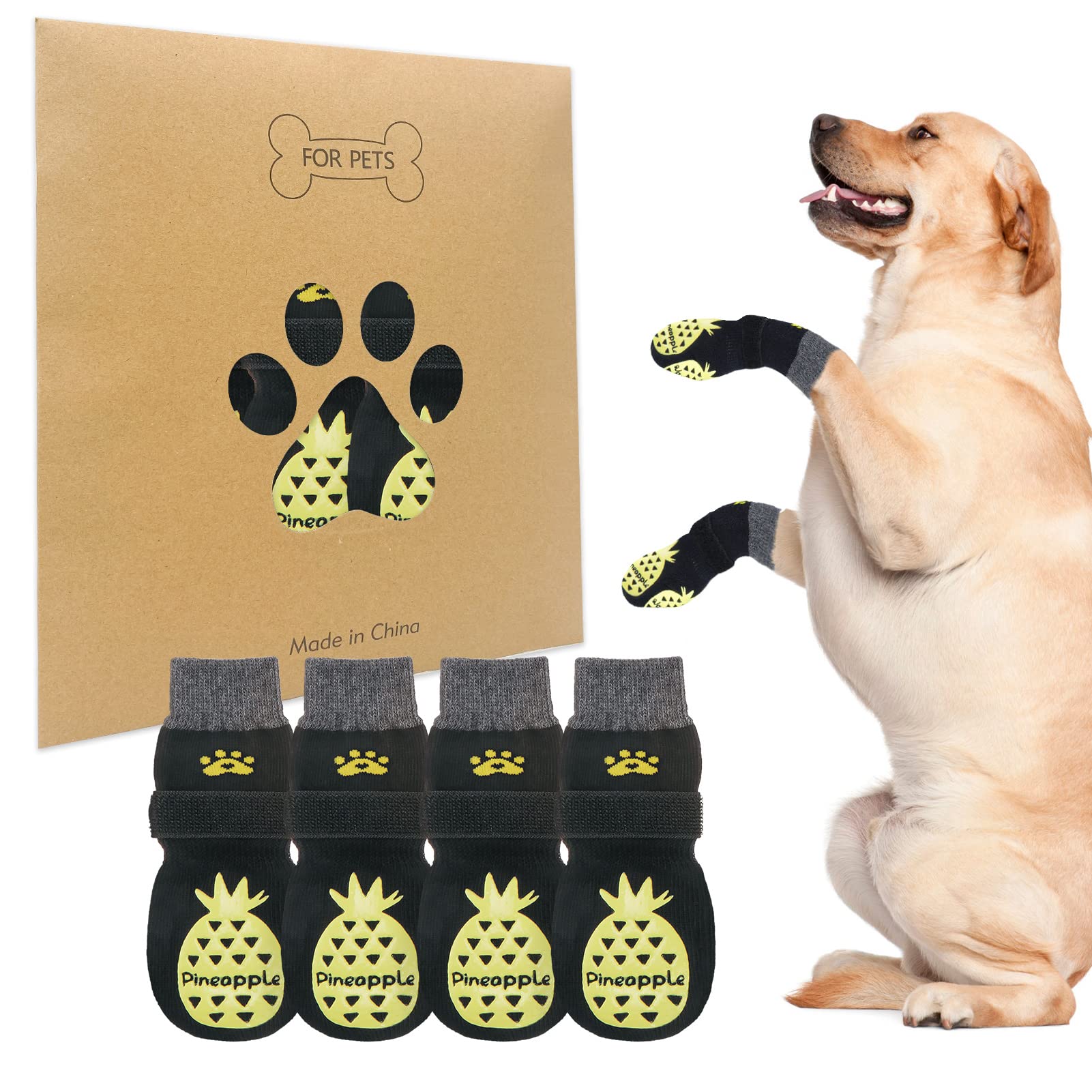 BEAUTYZOO Non-slip Dog Socks for Hardwood Floors, Small, Medium and Large Seniors and Old Dogs, Paw Pads 2 Pairs - Traction Control Non-Slip Puppy Socks Prevent Licking,