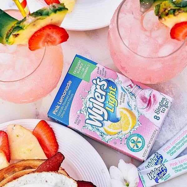 WYLER’S LIGHT SINGLES TO GO POWDER DRINK MIX, PINK LEMONADE, 8 COUNT