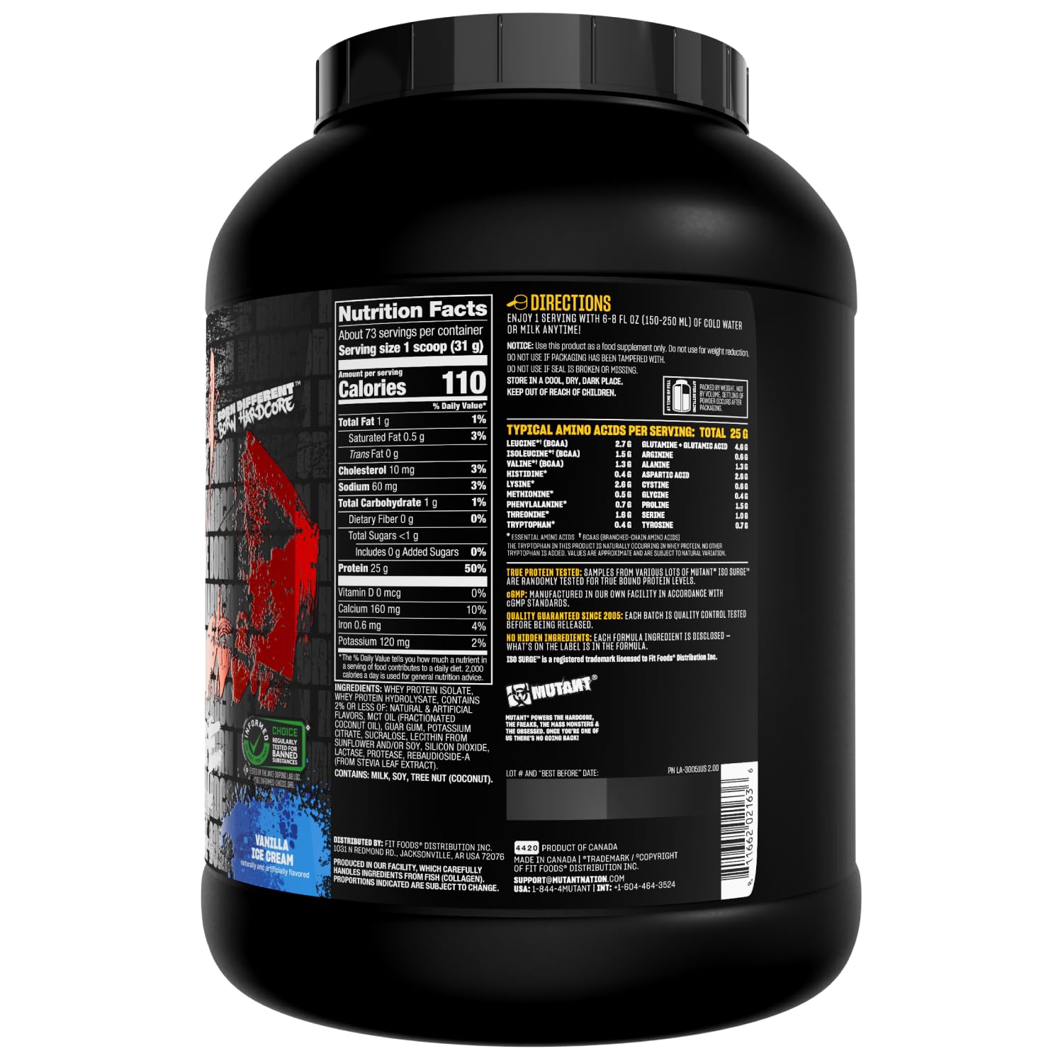 Mutant ISO Surge Whey Protein Isolate Powder Acts Fast to Help Recover, Build Muscle, Bulk and Strength, 5 lb - Vanilla Ice Cream
