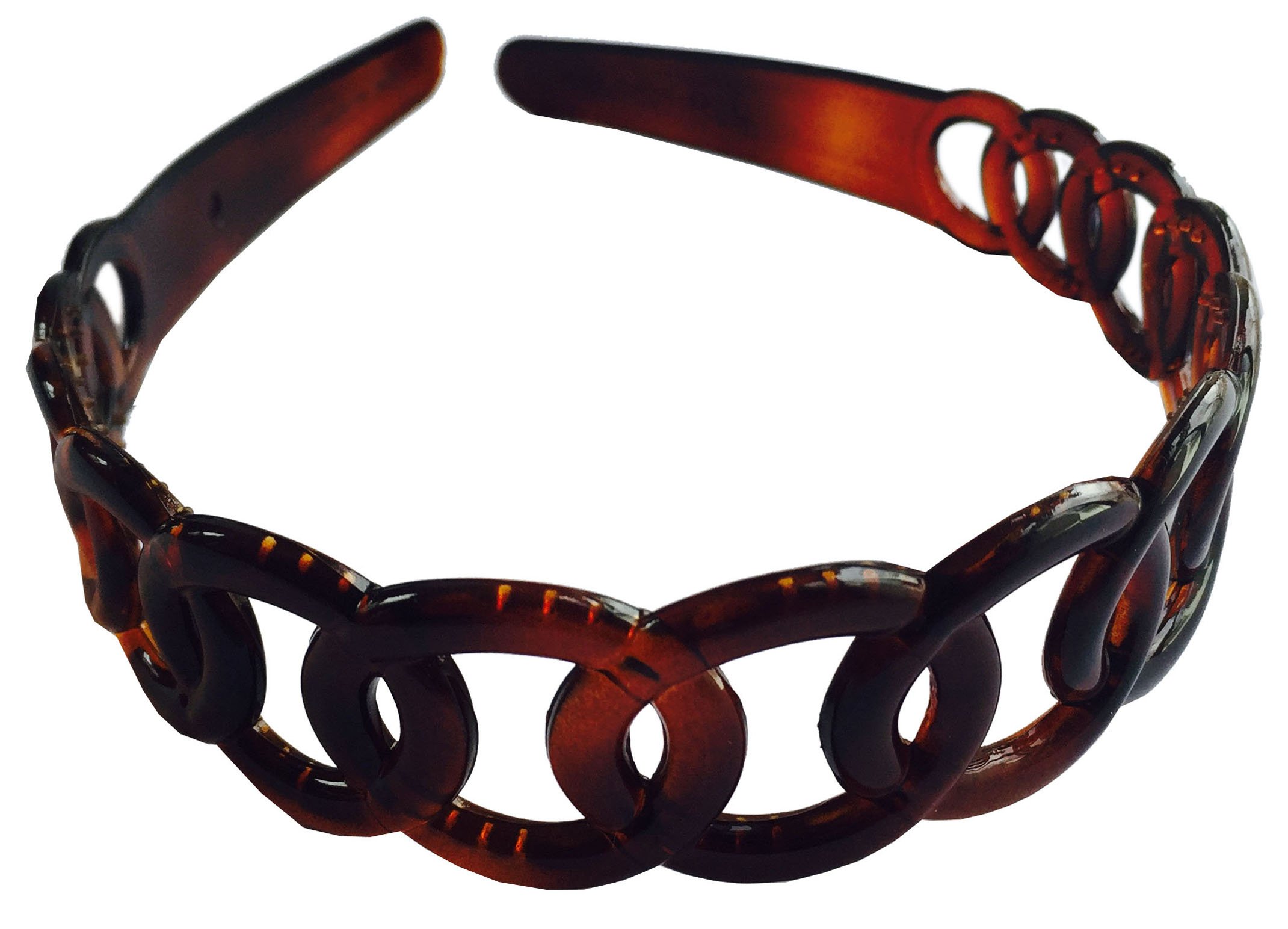 Parcelona French Wide 3/4 Celluloid Headband Women Hair Accessories, Made in France (Brown 2 Pcs, 1/2