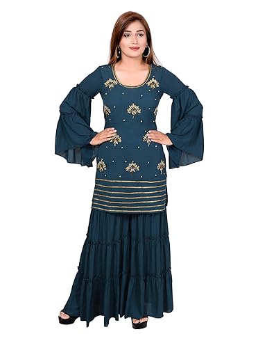 SSachra Summer Cool SHARARA Suit for Women Green : Amazon.in: Clothing & Accessories