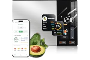 KUAIVO Smart Food Scale with TFT Display, Tracks Calories, Fat, Carbs & Protein, Works with App for Daily Nutrition Tracking,