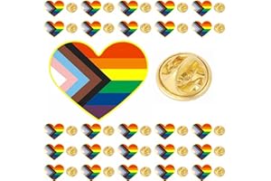 HAFILO 25/50/100 Metal Hearts Inclusive Progress Pride Pin Rainbow Gay Flag LGBTQ Progressive Lapel Pins for clothing Backpack hat Pride Month Decoration Gift Bulk