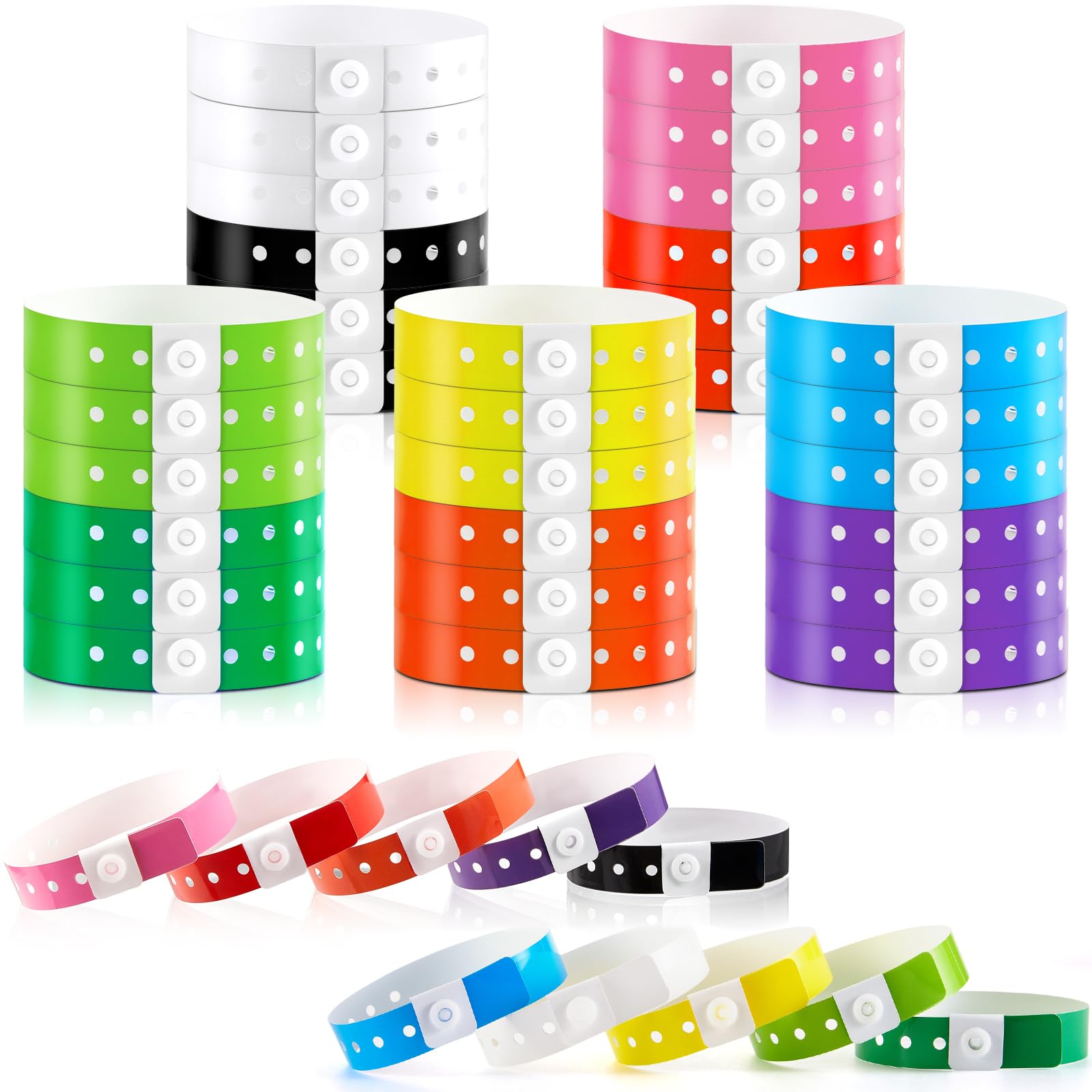 Photo 1 of Henoyso 300 Pcs Plastic Wristbands for Events Vinyl Plastic Bracelet Wristbands Arm Band Identification for Party(Multicolor)