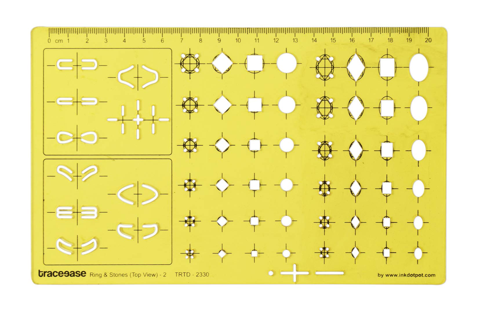 Traceease Top View,2 Ring & Gemstones Jewelry Templates Drafting Tools Jewellery Designing Stencils