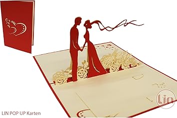 Lin Pop Up Karten Hochzeit Hochzeitskarte Hochzeitseinladung Gluckwunschkarten Hochzeit 3d Klappkarten Hochzeit Brautpaar Auf Der Blumenwiese N74 Amazon De Burobedarf Schreibwaren