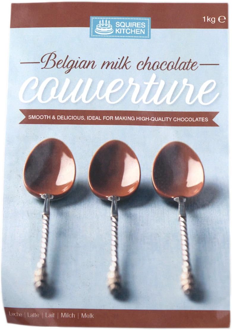 Squires Kitchen - Belgian Chocolate Couverture 1kg Pack - For making high quality chocolates (Milk Chocolate)