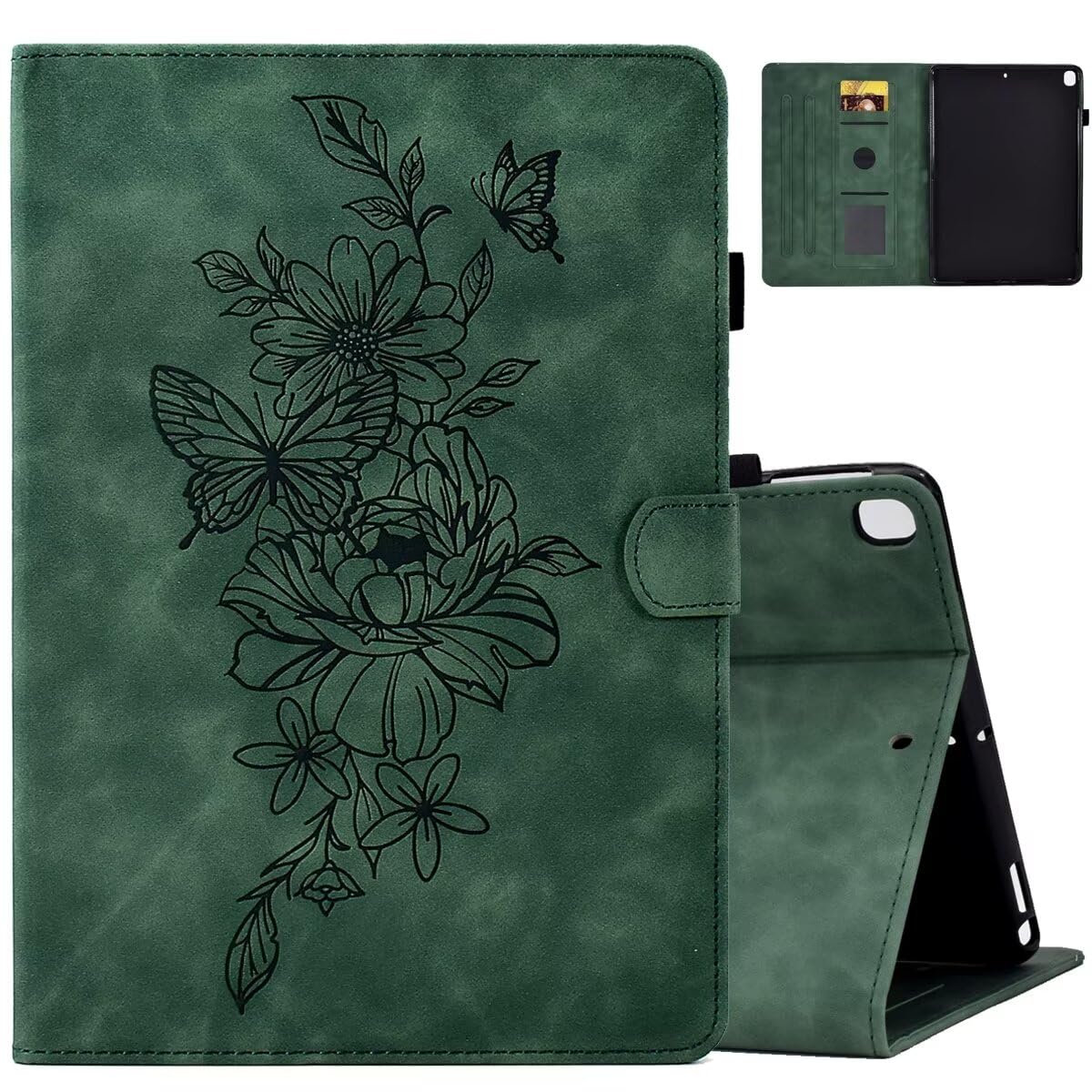 MOKASE Case for iPad 9th/8th/7th Generation 10.2 inch 2021-2019 Release, Suede Kickstand Multi-Angle Protective Cover with Auto Wake/Sleep with Pen Holder & Card Slots for iPad 10.2/Pro 10.5, Green — image 1