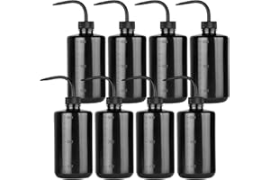Lainballow 8 Pcs 500ml/16oz Plastic Wash Bottles, Squeeze Tattoo Wash Bottles, Safety Lab Squeeze Bottle, Squirt Bottle with Narrow Mouth for Chemistry Industry Lab Tattoo Washing Watering(Black)
