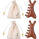 YBEATY 2 Pcs Sandalwood Scalp Massager Comb Wooden Scalp Massager Handmade with Storage Bag for Gua Sha Head Legs Neck Face Care Shoulder Foot Stress Relax Women Men Hair Growth