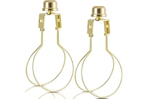 GO&SO Small Clip On Lamp Shade Light Bulb Clip Adapter Kit, Set of 2,Gold Lamp Shades Holder Replacement (H:4.2" × W：2.1") Lighting Accessories Holders for Table Lamps Bedside Lamps,E26 Base Bracket