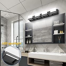 Tipace 4 Lights Modern Black Vanity Light Up and