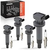 A-Premium Set of 4 Ignition Coil Pack and Iridium Spark Plugs | Compatible with Toyota Corolla 1999-2008, Matrix 2003-2008 &amp; Chevrolet Prizm 1999-2002, L4 1.8L