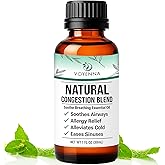 Essential Oil Breathe Blend for Diffuser, Humidifier, Aromatherapy & Rub with Peppermint & Eucalyptus Oils | for Headache, Allergy & Congestion