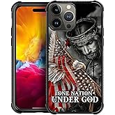 Zeggi for iPhone 15 Pro Max Case 6.7-inch with Jesus Eagle Flag Four Corner Airbag Protection Design Soft Silicone Frame Personalized Pattern Case Compatible with iPhone 15 Pro Max for Men
