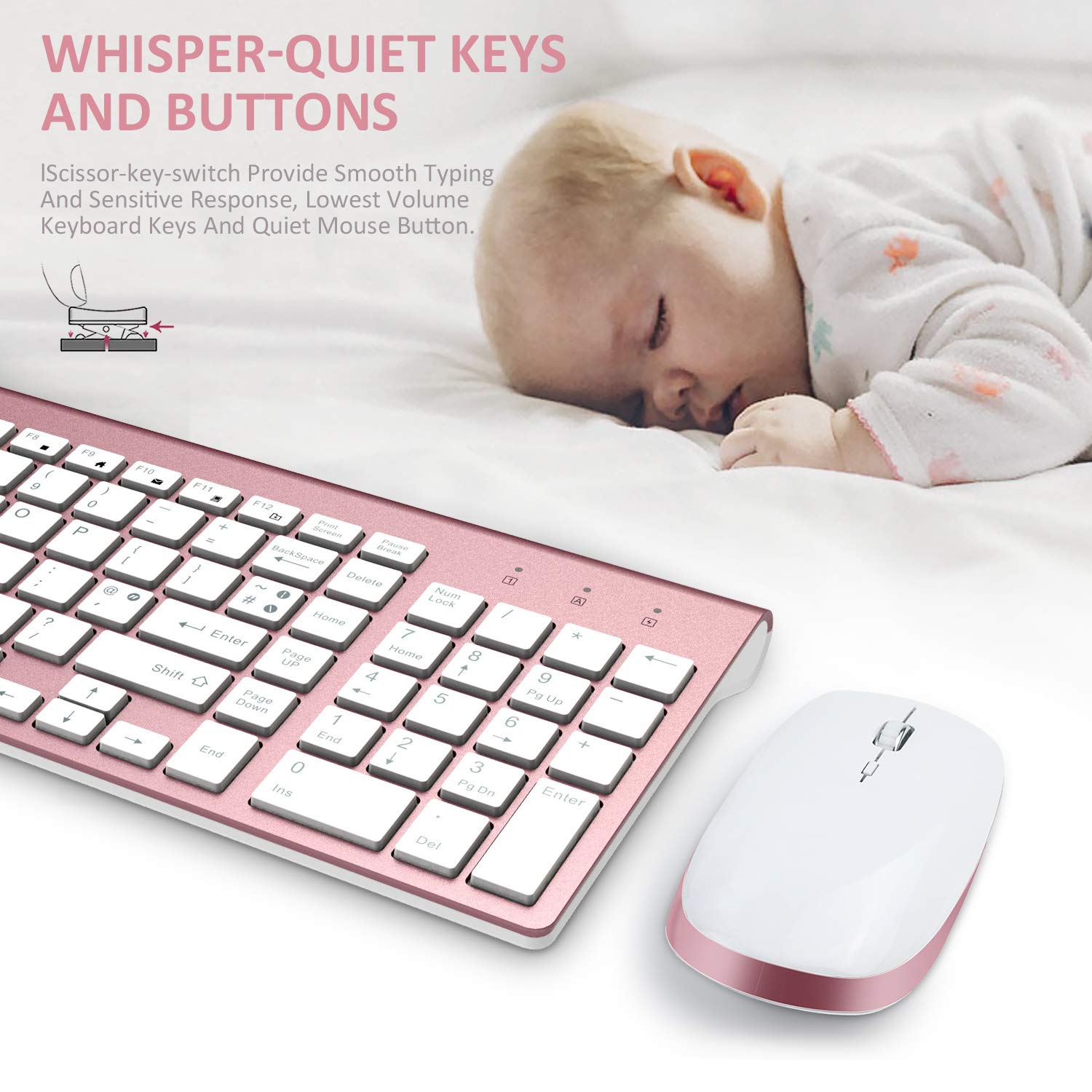 Fenifox Wireless Keyboard And Mouse 2 4g Usb Qwerty Uk Layout Portable Sleek Ergonomic Silent Full Size For Computer Windows Pc Laptop Tv Tablet Rose Gold Keyboards Mice Input Devices Computers Accessories Cate Org