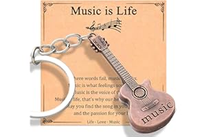 GENERIC Vintage Guitar Keychain with Greeting Card, Music Lovers' Gift with Elegant Box Packaging, Unique Music Accessories/Room Decor, Car rearview mirror pendant