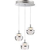 ET2 E24593-93PC Swank Metal Band with Acrylic/Frosted Orb Round Pendant Ceiling Lighting, 3-Light 18 Watts, 6" H x 12" W, Pol