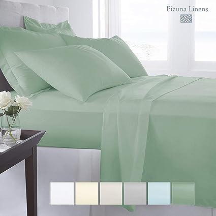 Pizuna 400 Thread Count Cotton Satin Bedsheets for King Size Bed with 2 Pillow Covers (Green)