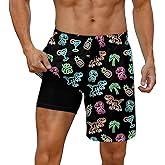 Cozople Mens Swim Trunks with Compression Liner 7 inch Inseam Board Shorts Summer Quick Dry Bathing Suit