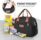 HOMESPON Insulated Lunch Bag for Women Men Black Side Pockets Large Capacity view 2