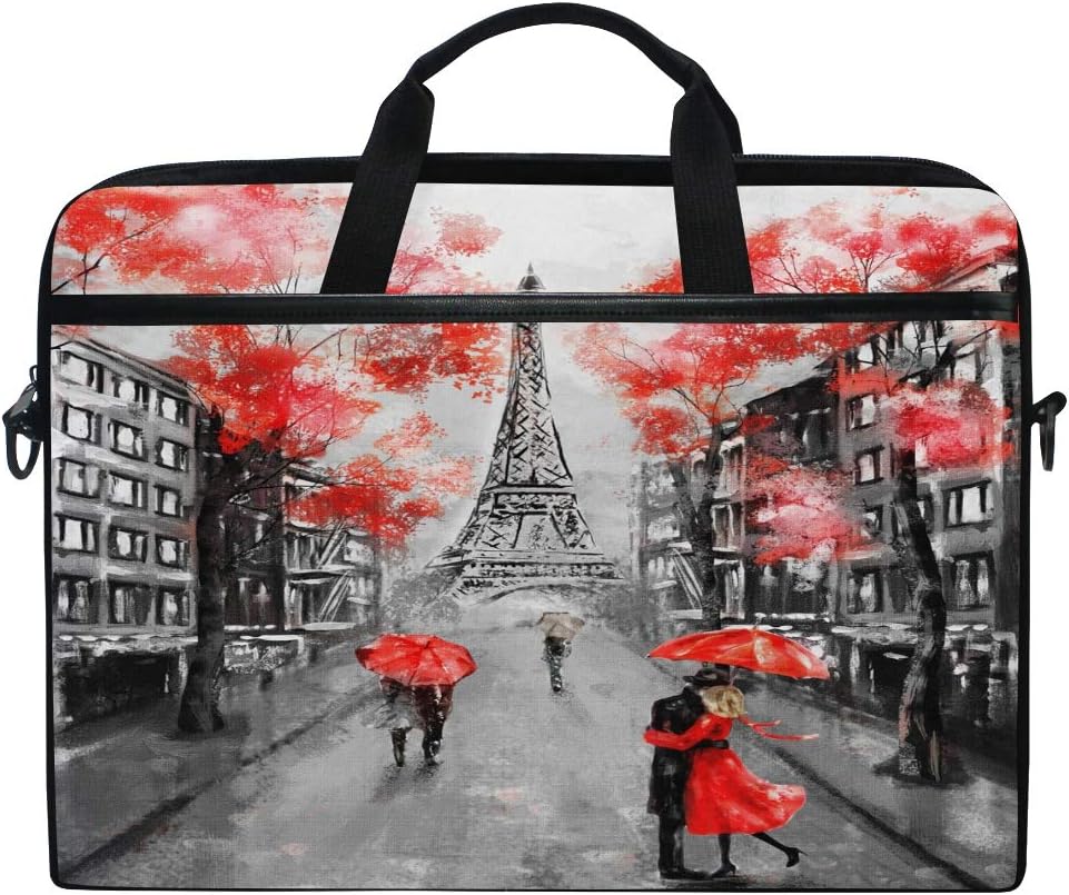 WXLIFE Paris Vintage Eiffel Tower 13 13.3 14 Inch Laptop Shoulder Messenger Bag Case Sleeve Briefcase with Handle Strap for Men Women Boys Girls