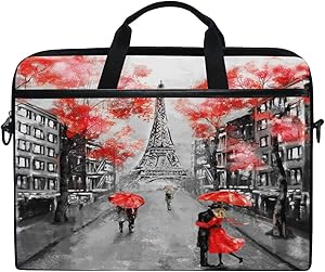WXLIFE Paris Vintage Eiffel Tower 13 13.3 14 Inch Laptop Shoulder Messenger Bag Case Sleeve Briefcase with Handle Strap for Men Women Boys Girls