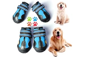 CovertSafe& Dog Boots for Dogs Non-Slip, Waterproof Dog Booties for Outdoor, Dog Shoes for Medium to Large Dogs 4Pcs with Rugged Sole Black-Blue