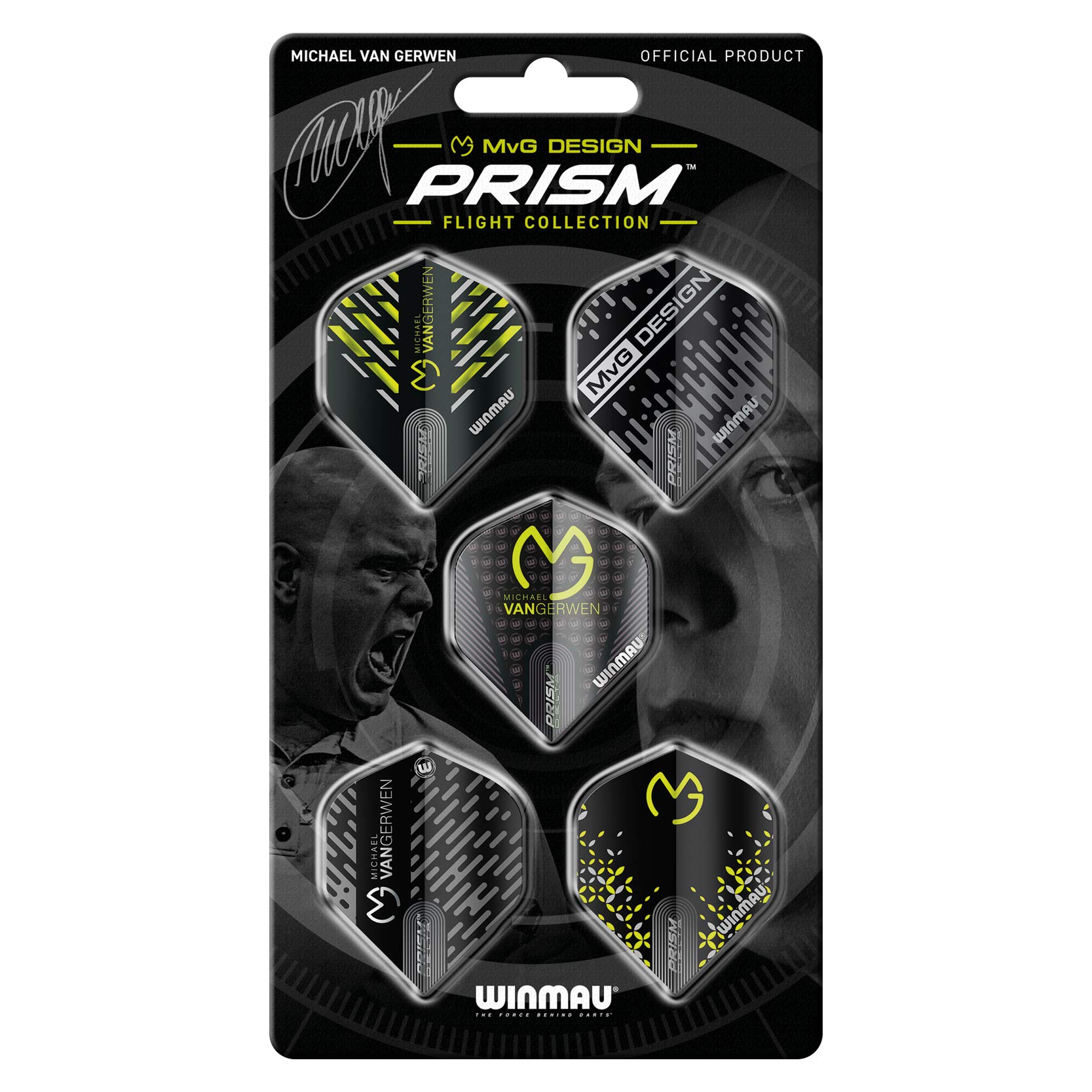 WINMAU - Mvg Prism Dart Flight Collection - Dart Flights 5 Sets Per Pack (15 in Total) Extra Thick 100 Micron - Standard Shape Darts Flights - Professional Darts Accessories