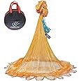 FREGITO Nylon Multfilament Cast Net, American Style Hand Throwing Fishing Net with Zinc Plated Weights for Saltwater and Freshwater, 3/8 Inches Mesh