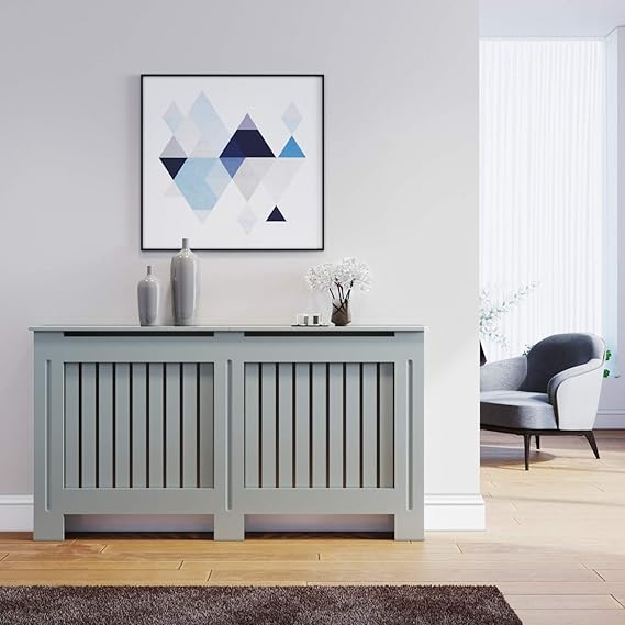ELEGANT Radiator Covers Vertical Grill Grey Painted Slat LARGE