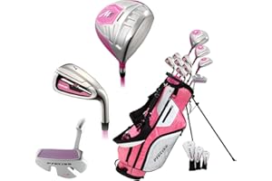 Precise M5 Ladies Complete Left & Right Handed Golf Club Set | Complete Regular & Petite Womens Golf Clubs Set | with 3 HC's, Lightweight Shafts & Spacious Stand Bag w/Pockets & Dual Carrying Straps