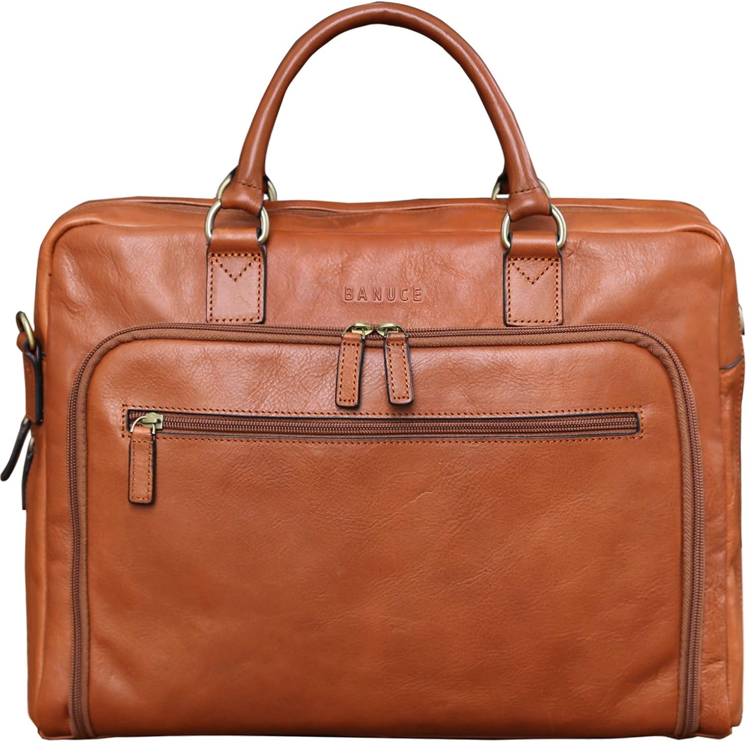 Banuce Leather Briefcase for Men Attache Case 14 Inch