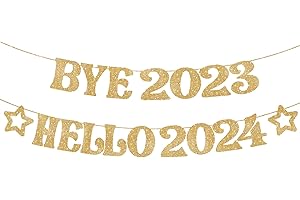 KatchOn Glitter Bye 2023 Hello 2024 Banner - 10 Feet, No DIY | Happy New Year Banner for Happy New Year Decorations 2024 | New Years Banner 2024 for NYE Decorations 2024 | New Years Eve Party Supplies 2024