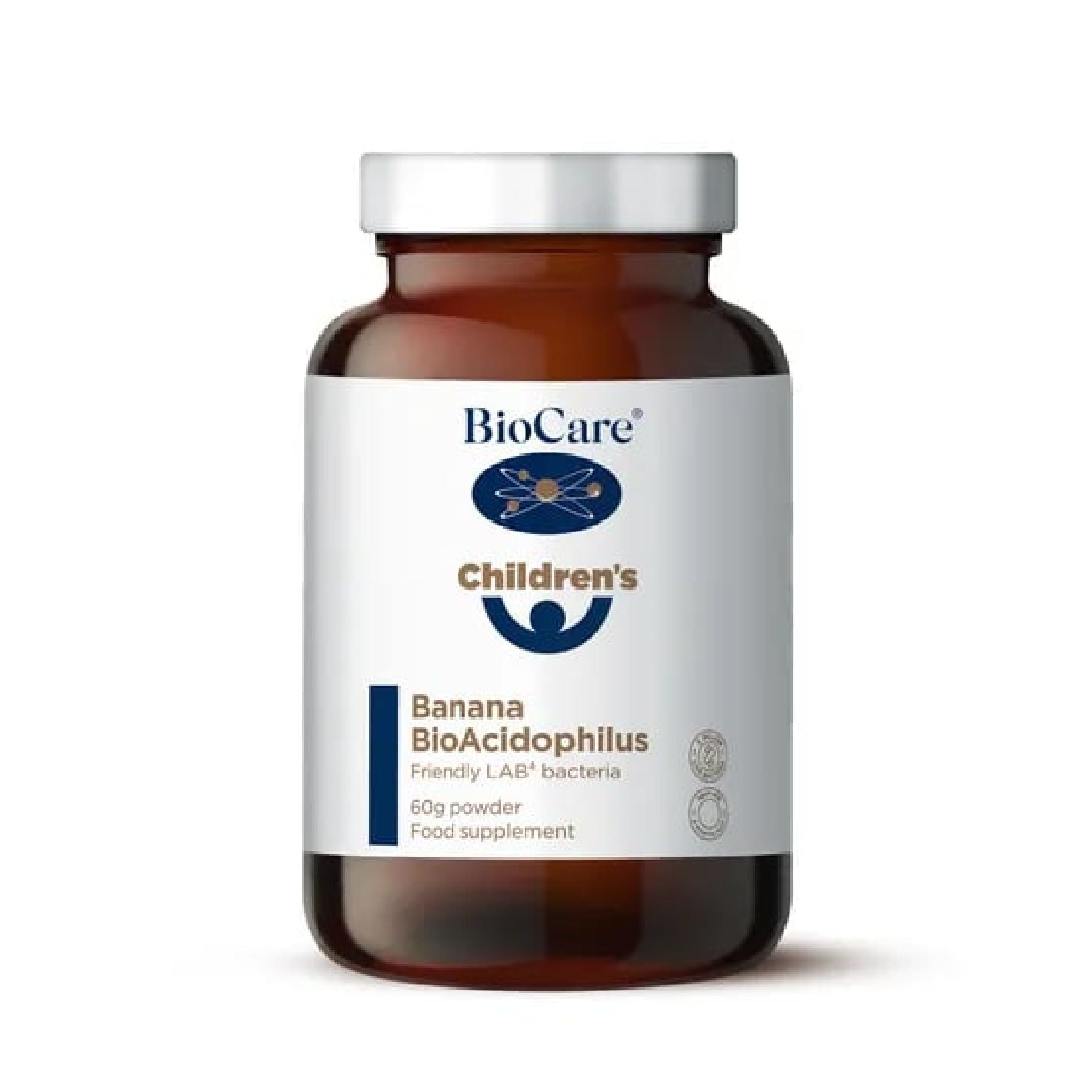 BioCare Children's Banana BioAcidophilus - 2 Billion Lab4 Friendly Bacteria Per Daily Intake - Suitable for Vegetarians, Vegans & Children from 6 Months Old - 60g Powder