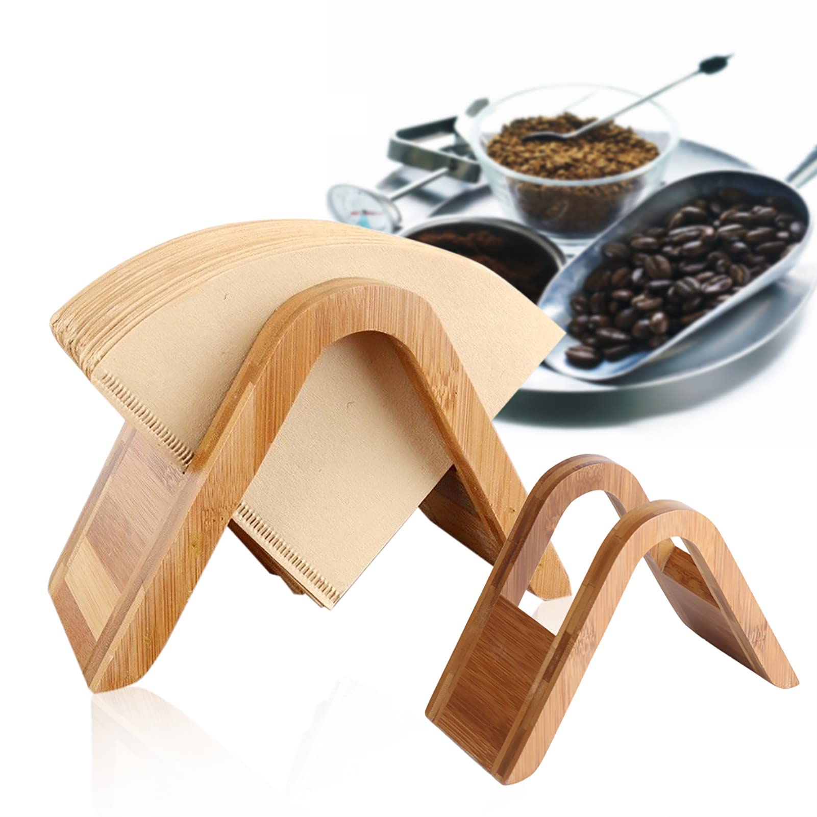 Coffee Filter Holder, Bamboo Wooden Coffee Paper Storage Rack, Coffee Filter Paper Container Dispenser, Coffee Filtering Paper Storage Display Shelf Rack Stand