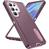Fucozan for Samsung Galaxy S25 Ultra Case with Kickstand Case 3-Layer Military Grade Protective Cover Silicone Heavy Duty Rugged Shockproof for Galaxy S25 Ultra Phone Case (Purple+Pink)
