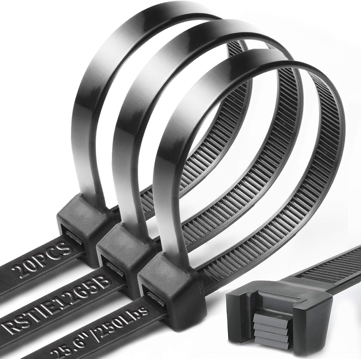 Ultra Heavy Duty Cable Zip Tie (0.49"x25.6"/250Lbs) Nylon