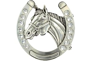 Nocona Horseshoe/Horsehead Crystal Buckle - Silver Plated