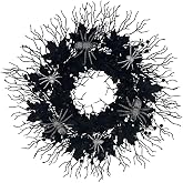 Trfdhm 20in Halloween Spider Wreath Front Door Gothic Indoor Outdoor Decor