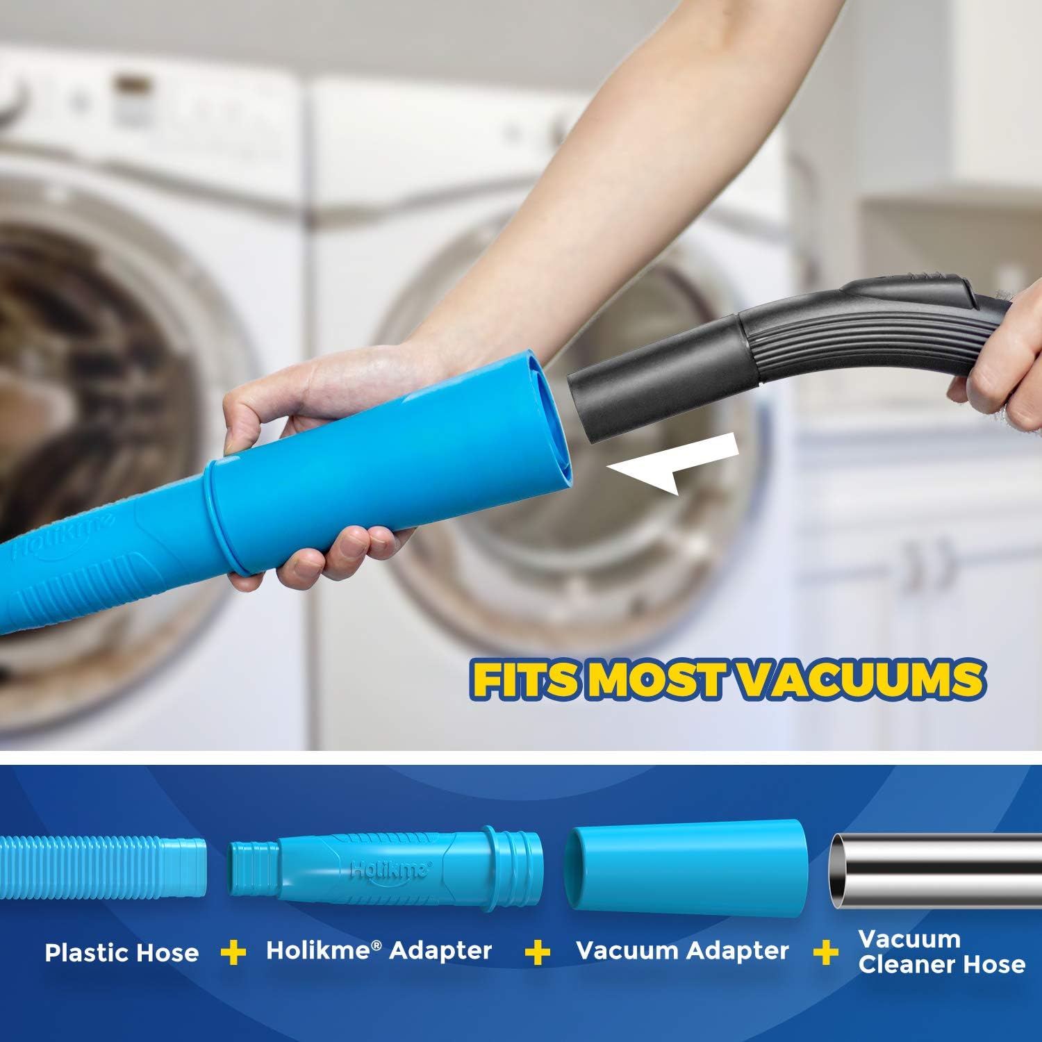 Holikme Dryer Lint Vacuum Attachment，Dryer Vent Cleaner Kit ，Vacuum Hose Attachment Brush，Lint Remover，Blue: Kitchen & Dining