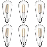 Gozelux Vintage LED Edison Bulbs 6W, Equivalent 60W Incandescent, Warm White 2700K, ST58 Antique LED Filament Bulbs with 90+ CRI, E26 Medium Base,Dimmable, Clear Glass, Pack of 6