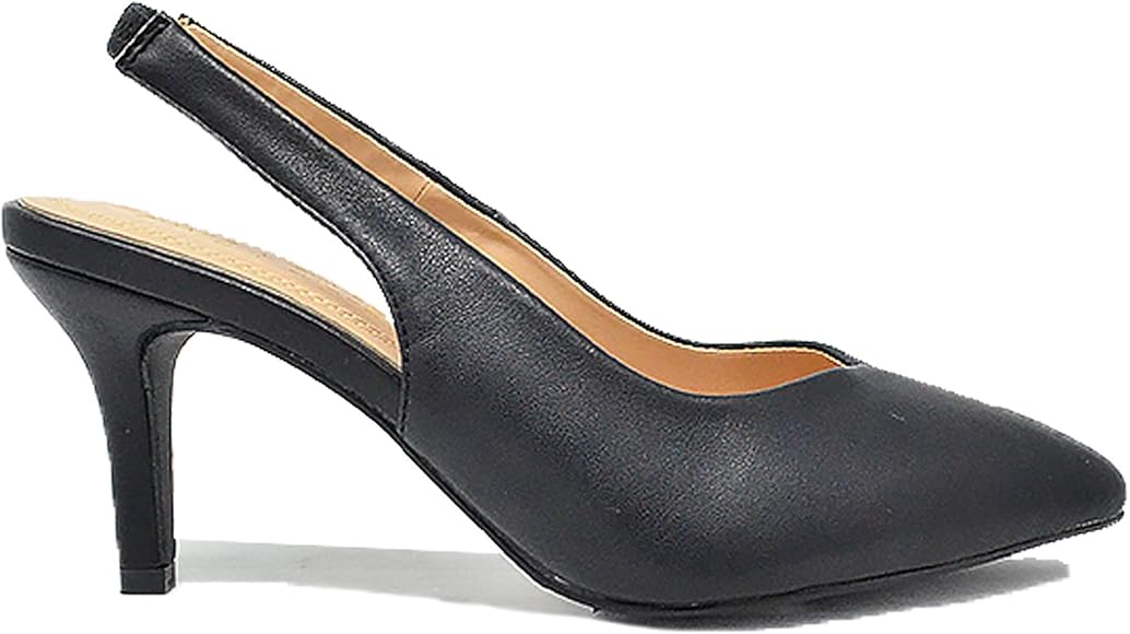 black kitten heel slingback shoes