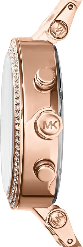 Orologio Parker per donna, Movimento cronografo al quarzo con cinturino in acciaio inossidabile o PVC, Tono oro rosa e rosa chiaro